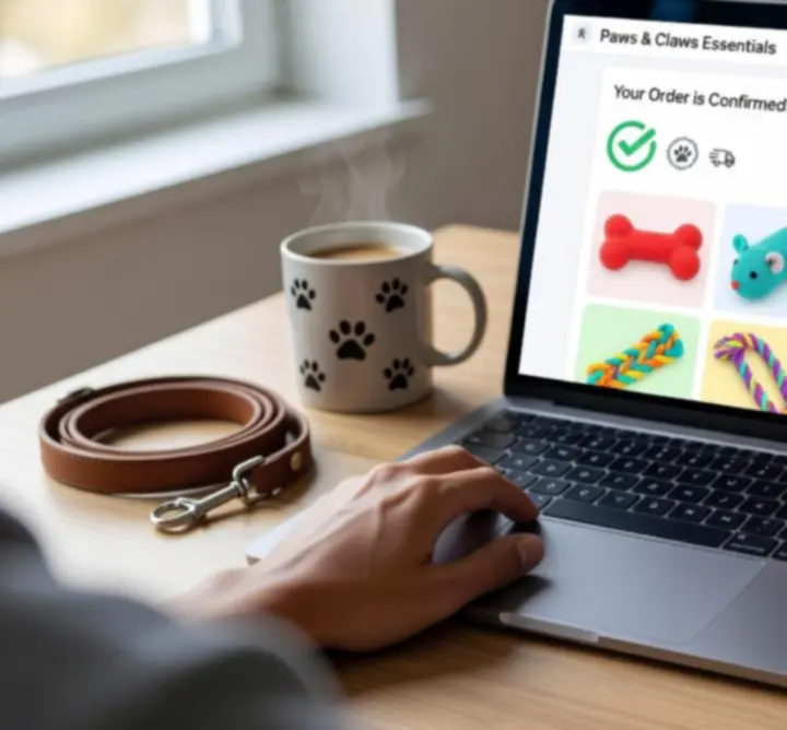 Ekran potwierdzenia zamówienia oraz wiadomość e-mail z podsumowaniem w sklepie petworldd