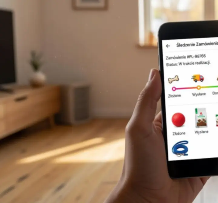 Ekran urządzenia mobilnego z podglądem statusu zamówienia